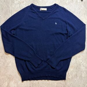 Men's Vintage Christian Dior V Neck Sweater USA Made Navy Blue Large